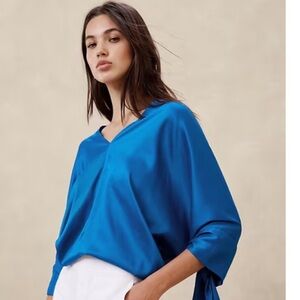 Banana Republic Blue Tie-Sleeve Top